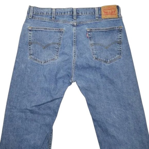 Levis 505 Men's Size 38x30 Stonewashed Jeans Regular Fit Straight Leg Denim Blue - Picture 3 of 8